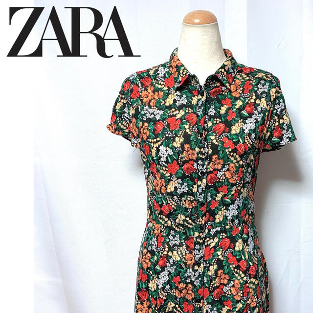 ZARA(ザラ)のZARA　ザラ　レーヨン100％　総花柄　ロングワンピース　昭和レトロ レディースのワンピース(ロングワンピース/マキシワンピース)の商品写真