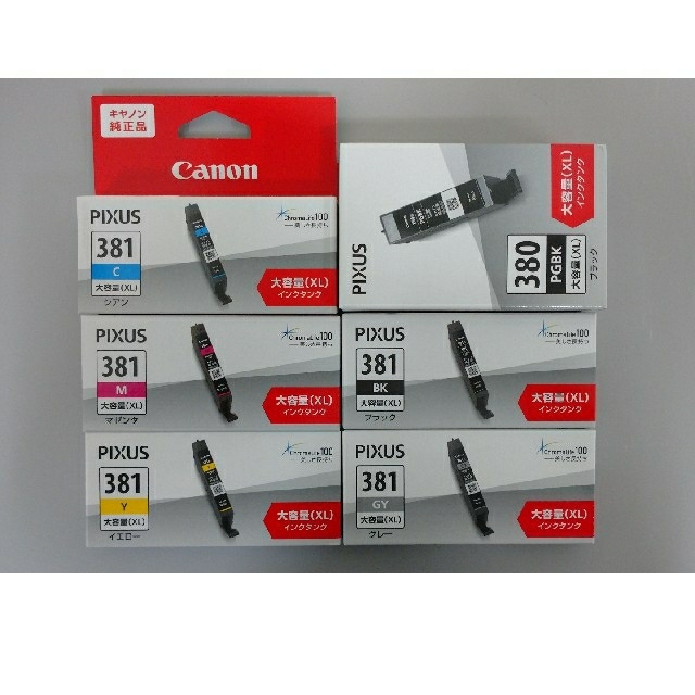 Canon(キヤノン)の新品 純正 キヤノン インク BCI-381 5色 380 1色 合計6本セット スマホ/家電/カメラのPC/タブレット(PC周辺機器)の商品写真