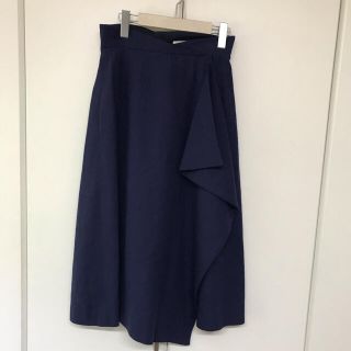 ビームス(BEAMS)の送料込！●ビームス　ハート●麻混　ミモレ丈　ロイヤルブルー　サイズ　S(ひざ丈スカート)