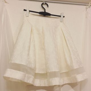 ジルバイジルスチュアート(JILL by JILLSTUART)のJILL by♡花柄レースシースルースカート M 白(ひざ丈スカート)