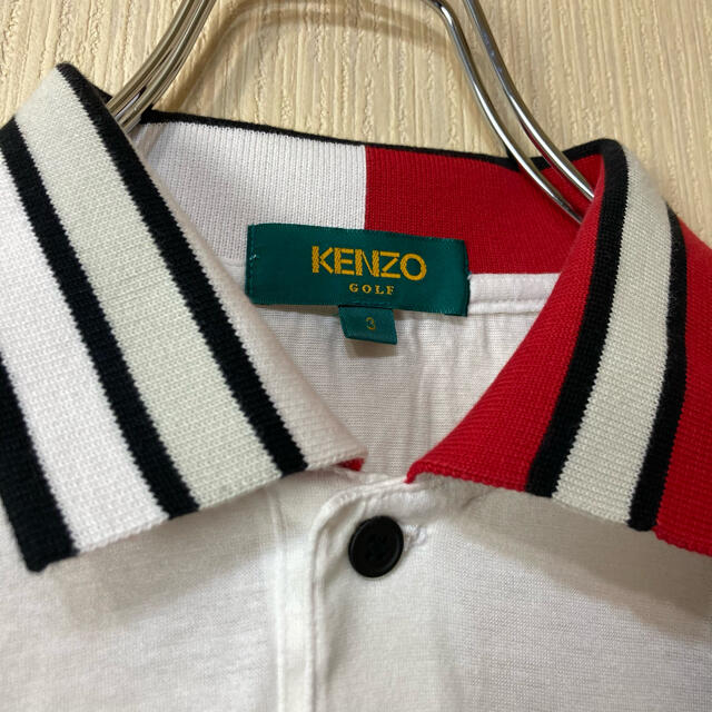 KENZO ケンゾー ポロシャツ ホワイト 襟可愛い 袖ロゴ刺繍  L 90s