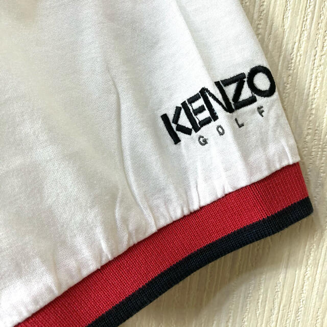 KENZO ケンゾー ポロシャツ ホワイト 襟可愛い 袖ロゴ刺繍  L 90s