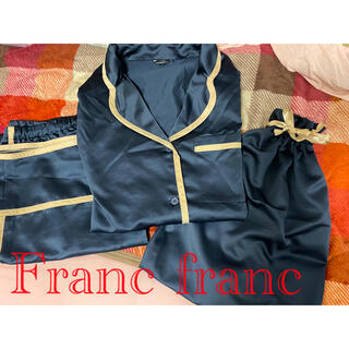 フランフラン(Francfranc)のFranc franc サテン生地　パジャマ　紺色　フランフラン(ルームウェア)