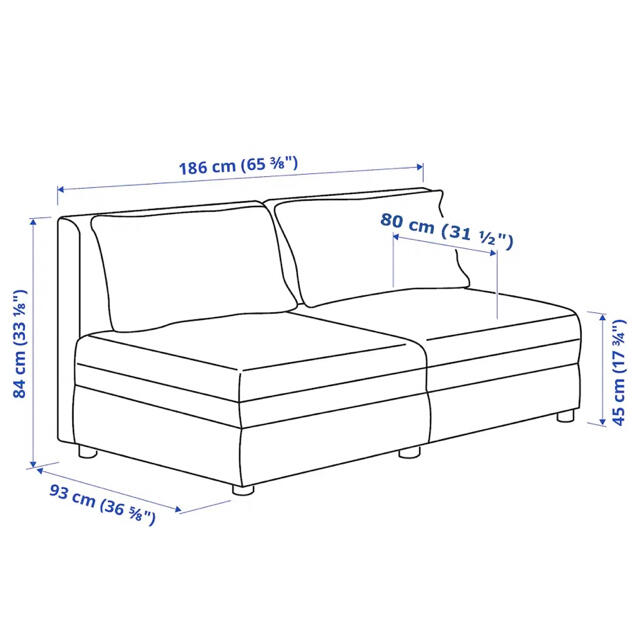 IKEA(イケア)の【新品】【IKEA】2人掛けソファ クローゼット機能　クッション付き インテリア/住まい/日用品のソファ/ソファベッド(二人掛けソファ)の商品写真
