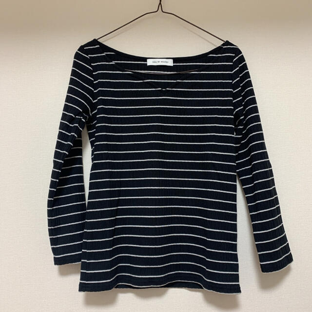 AZUL by moussy(アズールバイマウジー)の【新品】AZUL by moussy ボーダー　トップス　リブ レディースのトップス(カットソー(長袖/七分))の商品写真