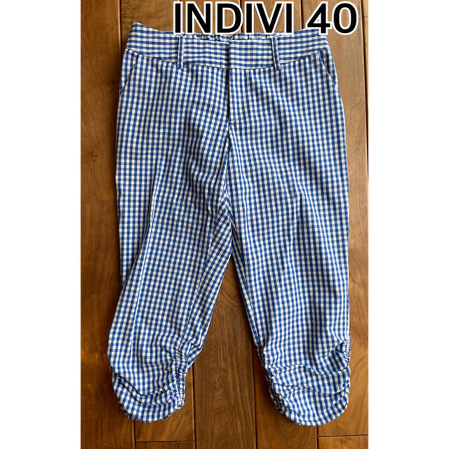 INDIVI(インディヴィ)のINDIVI インディヴィ ギンガムチェック パンツ日本製  40  L レディースのパンツ(カジュアルパンツ)の商品写真