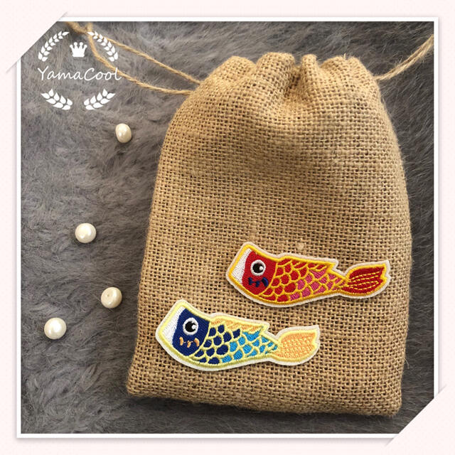 【B15】刺繍アイロンワッペン ★❷枚  鯉のぼり こい ハンドメイドの素材/材料(各種パーツ)の商品写真