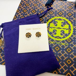 トリーバーチ(Tory Burch)のTORY BURCH ロゴフラワーピアス ゴールド ベッコウ【保存袋紙袋付き】(ピアス)