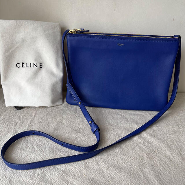 CELINE トリオ ラージ ショルダーバッグ ブルー