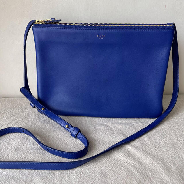 ☆超目玉】 celine 美品 セリーヌ トリオ ショルダーバッグ ブルー