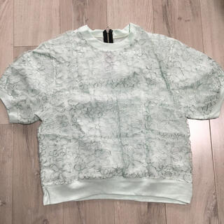 リベットアンドサージ(rivet & surge)の花柄オーガンジーパフ袖Tシャツミントグリーン(Tシャツ(半袖/袖なし))