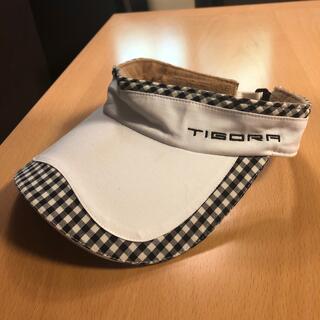 ティゴラ(TIGORA)のTIGORA ゴルフ　サンバイザー　ブロックチェック　白　黒　美品　モノトーン(ウエア)