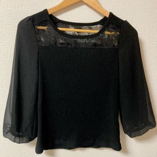 プロポーションボディドレッシング(PROPORTION BODY DRESSING)の【美品】シースルートップス　黒　PROPORTION 　プロポーション(カットソー(長袖/七分))