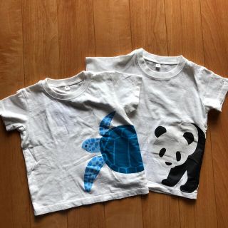 ムジルシリョウヒン(MUJI (無印良品))の【キューピーちゃん様専用】無印良品 半袖Tシャツ カメ パンダ 90cm(Tシャツ/カットソー)