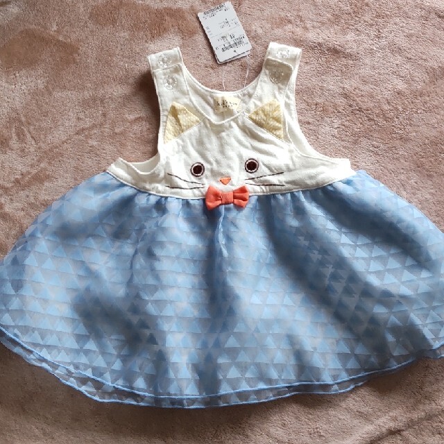 kid’s zoo(キッズズー)の【値下げ】90猫ワンピース キッズ/ベビー/マタニティのキッズ服女の子用(90cm~)(ワンピース)の商品写真