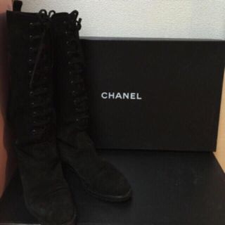 美品 CHANEL シャネル 編み上 エナメル ブーツ ブラック coffeebar.az