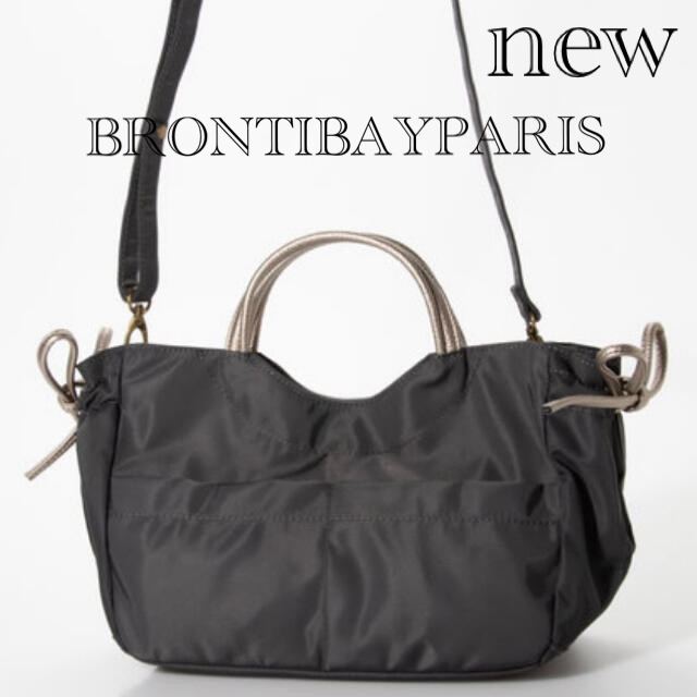 Brontibay Paris(ブロンティベイパリス)の新品　ブロンティベイパリス　2WAYショルダー　トートバッグ　グレー&ゴールド レディースのバッグ(ショルダーバッグ)の商品写真