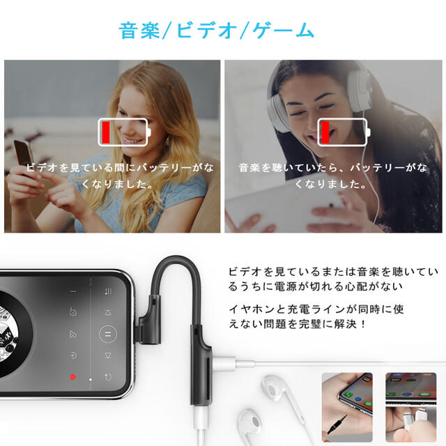 Iphone イヤホン 変換アダプタ2in1 充電同時 Lightning 変換の通販 By Cl S Shop ラクマ