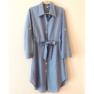 ウエストリボンのロングシャツ(シャツ/ブラウス(長袖/七分))