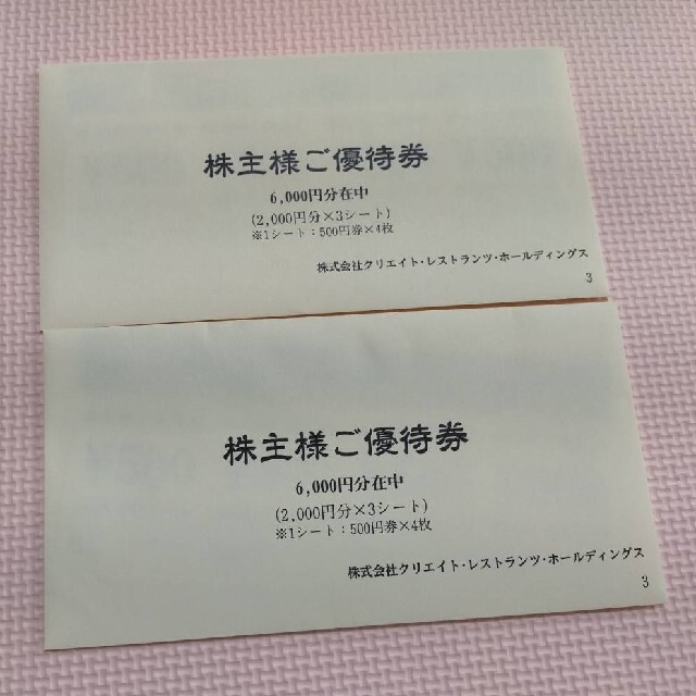 9100 円 日本産 ☆20000円分 クリエイトレストラン 優待券 12000円分