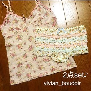 ピーチジョン(PEACH JOHN)の【2点set】❁花柄チュールパンツ×花柄キャミ❁NADIAMILKジェラートピケ(ルームウェア)