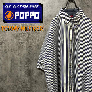トミーヒルフィガー(TOMMY HILFIGER)のトミーヒルフィガー☆オールド刺繍ロゴ半袖ロンドンストライプシャツ 90s(シャツ)
