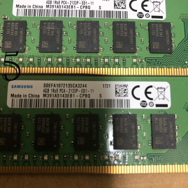 4GB PC4-2133P メモリー　5枚 5