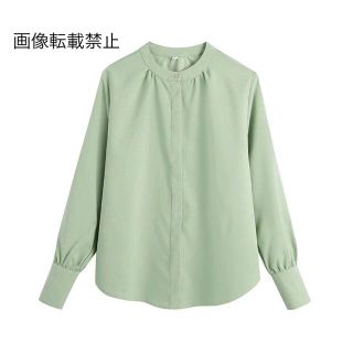 ザラ(ZARA)の🍀5月新作🎏4263◆green グリーン ベーシック シャツ ブラウス(シャツ/ブラウス(長袖/七分))