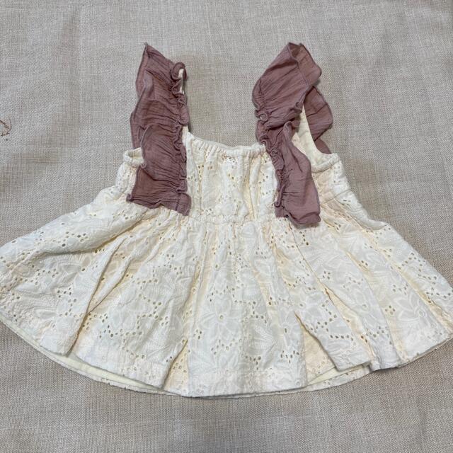 petit main(プティマイン)のプティマイン♡肩フリルチュニック キッズ/ベビー/マタニティのキッズ服女の子用(90cm~)(Tシャツ/カットソー)の商品写真