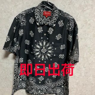 シュプリーム(Supreme)のsupreme bandana silk  s/s shirt s black(シャツ)