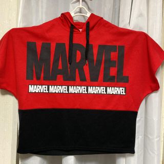 マーベル(MARVEL)のＭＡＲＶEＬレディース半袖フード付きトレーナー(Tシャツ(半袖/袖なし))