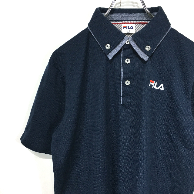 FILA(フィラ)の〇FILA☆半袖ポロシャツ☆L☆ネイビー☆ロゴ刺繍☆二重襟☆K12〇 メンズのトップス(ポロシャツ)の商品写真