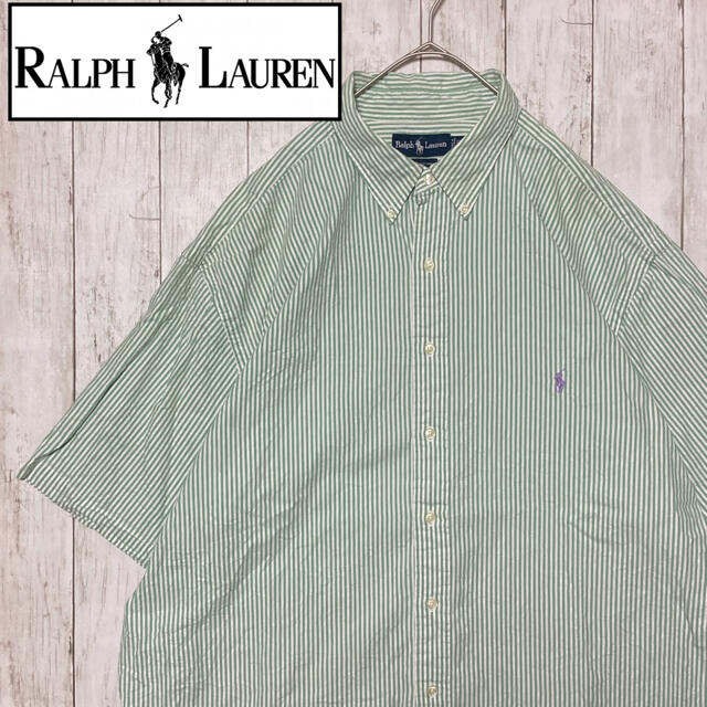 90s Ralfh lauren ラルフローレン BDシャツ グリーンストライプ