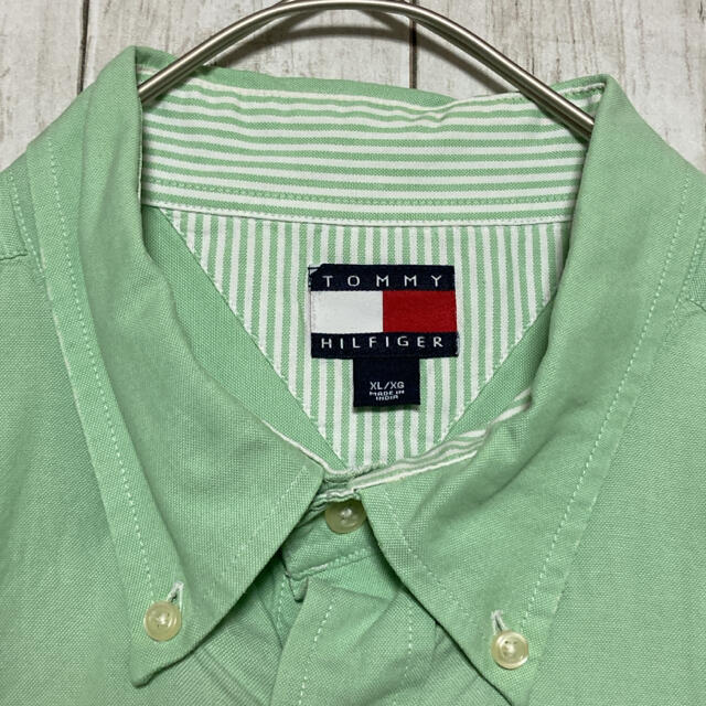 TOMMY HILFIGER(トミーヒルフィガー)の90s TOMMY トミーヒルフィガー BDシャツ ミントグリーン XL メンズのトップス(シャツ)の商品写真