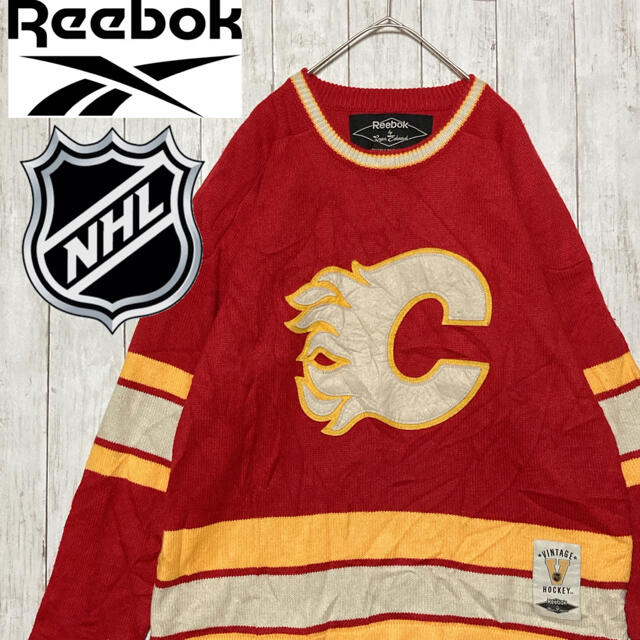 Reebok(リーボック)の〔希少〕NHL Reebok カルガリーフレームス チームセーター メンズのトップス(ニット/セーター)の商品写真
