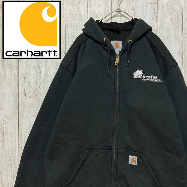 〔希少〕Carhartt カーハート 企業ロゴ 肉厚 パーカー メキシコ製 黒