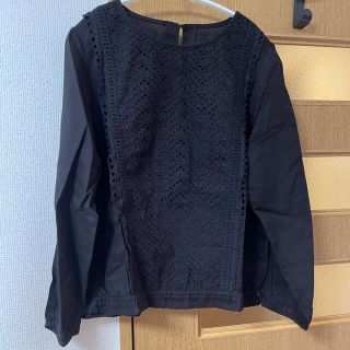 フェリシモ(FELISSIMO)のlive in comfort  ブラックレースプルオーバー　シャツ　Lサイズ(シャツ/ブラウス(長袖/七分))