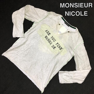ムッシュニコル(MONSIEUR NICOLE)のMONSIEUR NICOLE スリットネックロングスリーブTシャツ(Tシャツ/カットソー(七分/長袖))