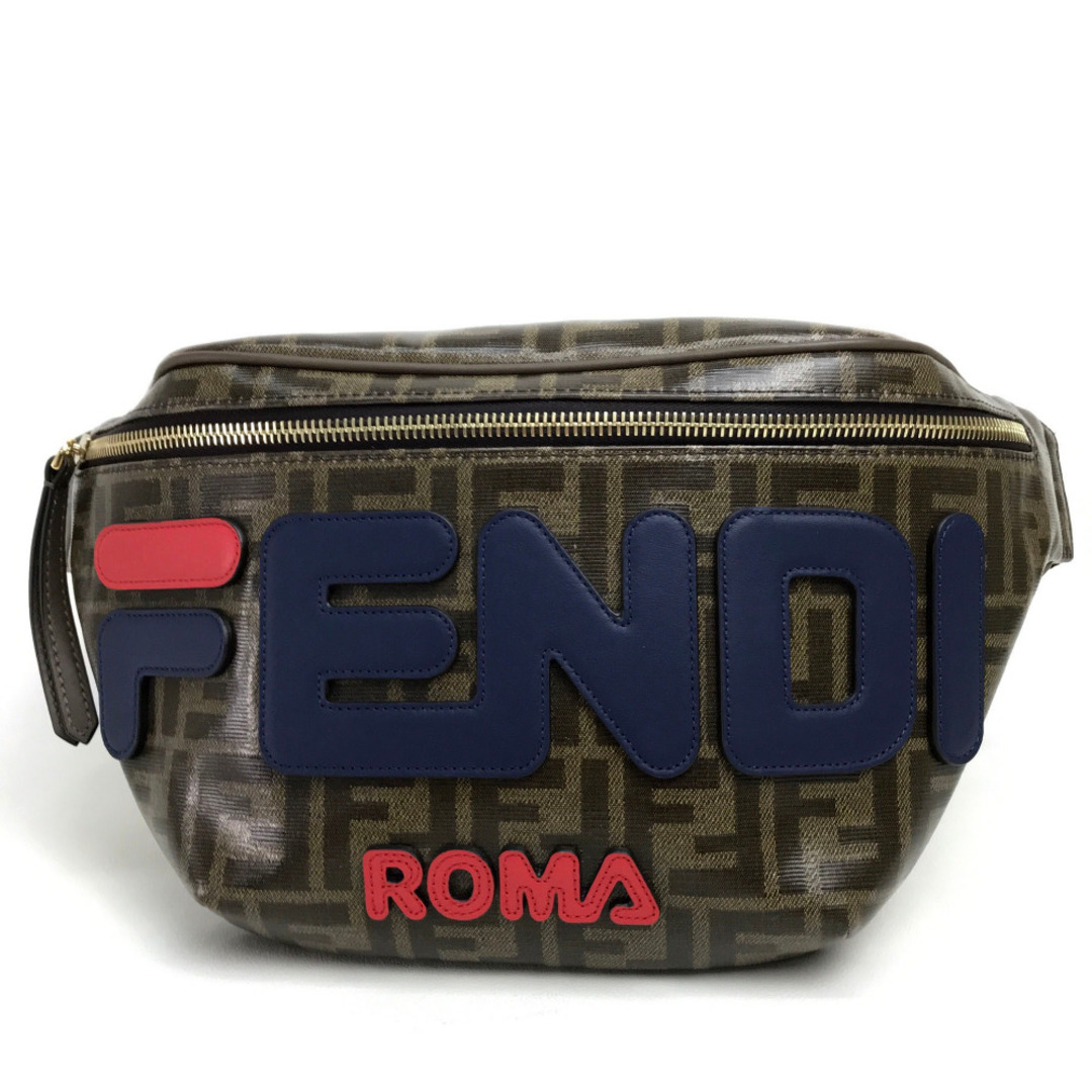 FENDI(フェンディ)のフェンディ FENDI FIRAコラボ 8BM006 ズッカ フィラ  ウエストポーチ ベルトバッグ ボディバッグ PVC ブラウン 美品 レディースのバッグ(ボディバッグ/ウエストポーチ)の商品写真