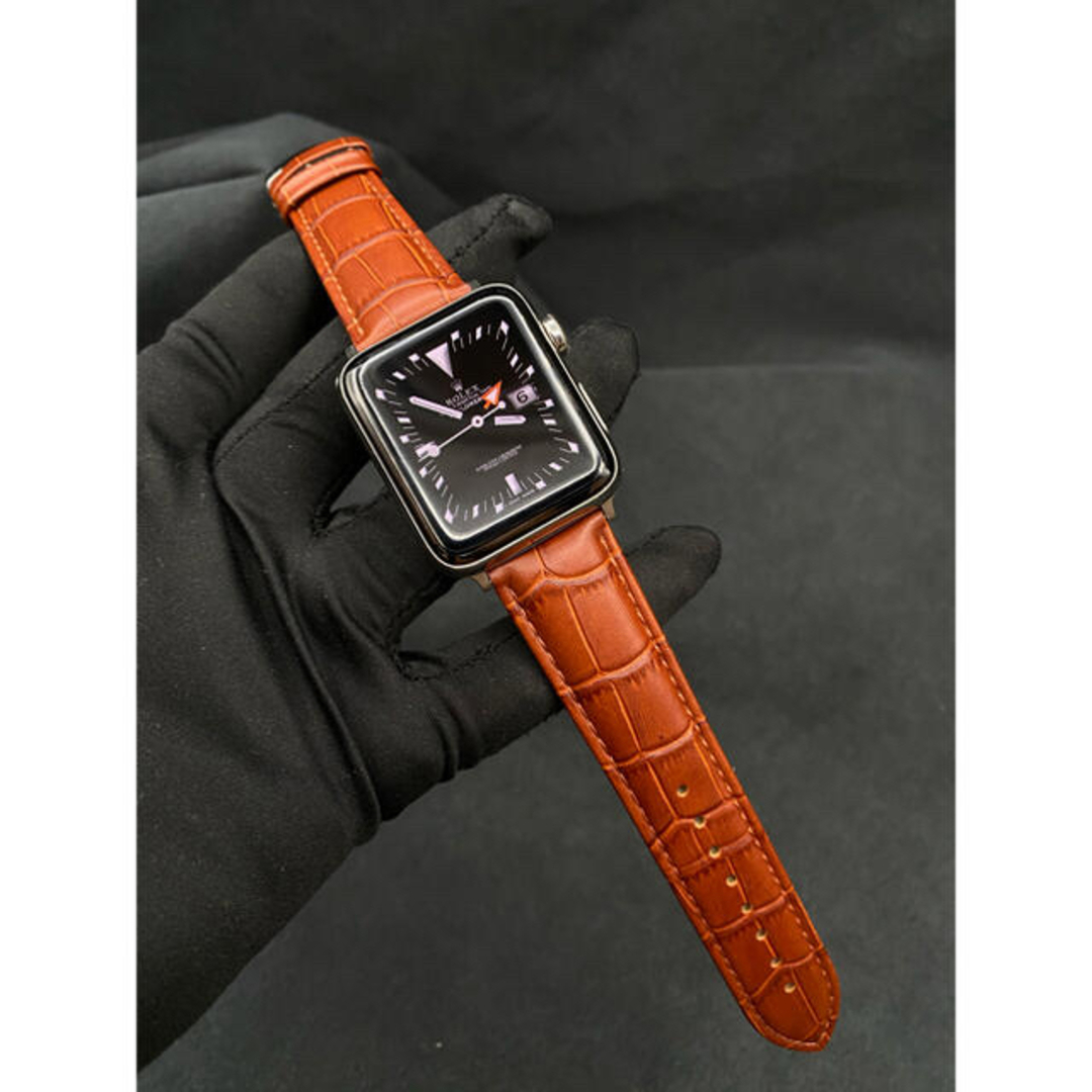 ライトブラウンクロコダイル⚫︎全アップルウォッチ用ベルトバックル付き メンズの時計(レザーベルト)の商品写真