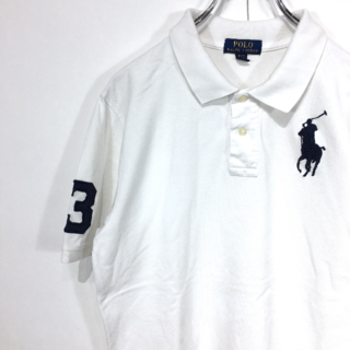 ポロラルフローレン(POLO RALPH LAUREN)の〇。ポロラルフロ―レン☆半袖ポロシャツ☆XL☆白☆ビッグポニー☆K12。〇(ポロシャツ)