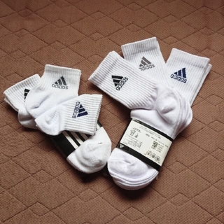アディダス(adidas)の靴下 ソックス 白 21.0～23.0 6足セット つま先かかと補強(靴下/タイツ)