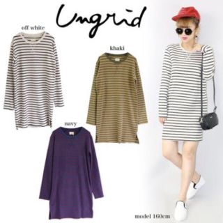 アングリッド(Ungrid)のばちこ様専用♡新品タグ付☆ungrid ボーダーL/S ワンピ☆(ひざ丈ワンピース)