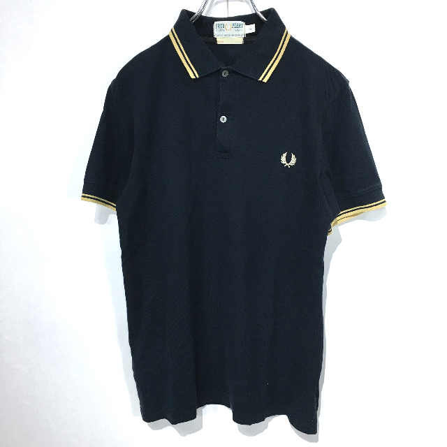 FRED PERRY(フレッドペリー)の〇レア☆フレッドペリー☆半袖ポロシャツ☆M相当☆黒☆90S☆ロゴ刺繍☆K12〇 メンズのトップス(ポロシャツ)の商品写真