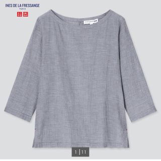 ユニクロ(UNIQLO)のユニクロ　イネス　コットンボートネックブラウス（7分袖(シャツ/ブラウス(長袖/七分))