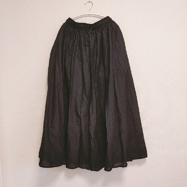Zootie(ズーティー)の新品　イーザッカマニア　スカート　ブラック　綿100% マキシ フレア　 レディースのスカート(ロングスカート)の商品写真