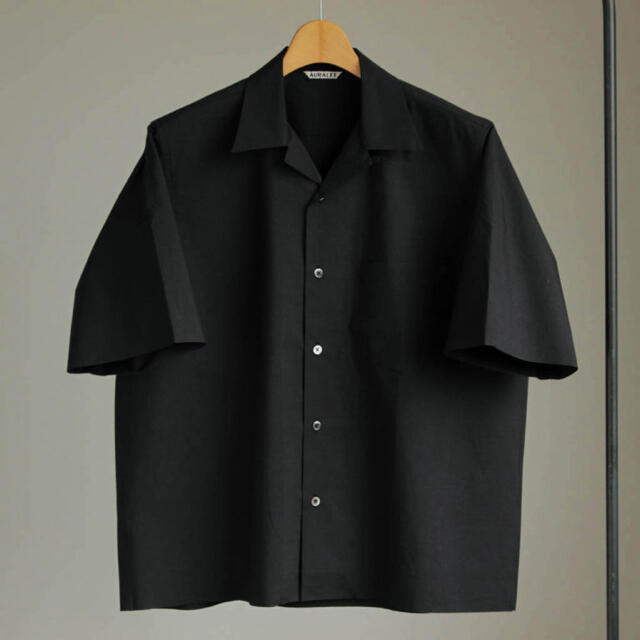 AURALEE 17ss オープンカラー半袖シャツ インクブラック サイズ4