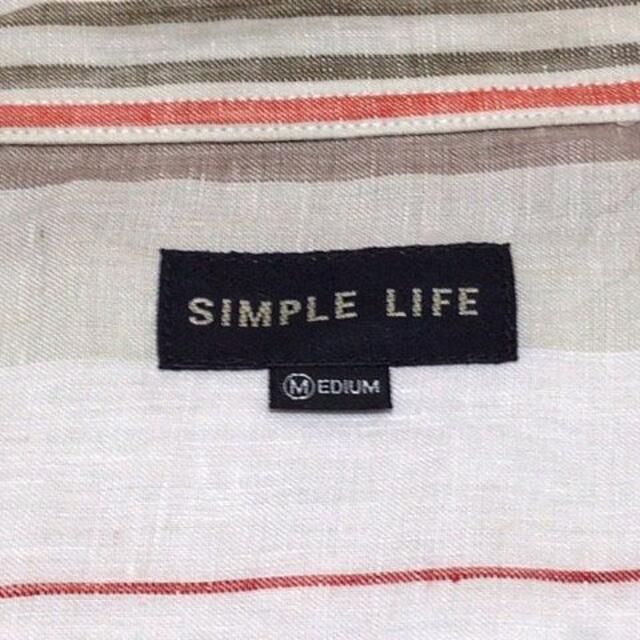 SIMPLE LIFE(シンプルライフ)のＳＩＭＰＬＥ　ＬＩＦＥ　シンプルライフ　半袖ストライプシャツ　Ｍ　麻　発散性 メンズのトップス(シャツ)の商品写真