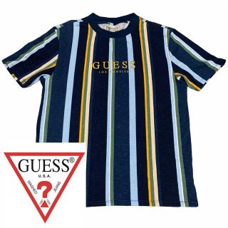 ゲス(GUESS)の【GUESS】 ゲス　ストライプTシャツ　90s ヴィンテージ　刺繍ロゴ(Tシャツ/カットソー(半袖/袖なし))