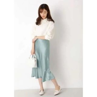 ザラ(ZARA)のサテンマーメイドスカート　ミント　XS natural beauty basic(ロングスカート)